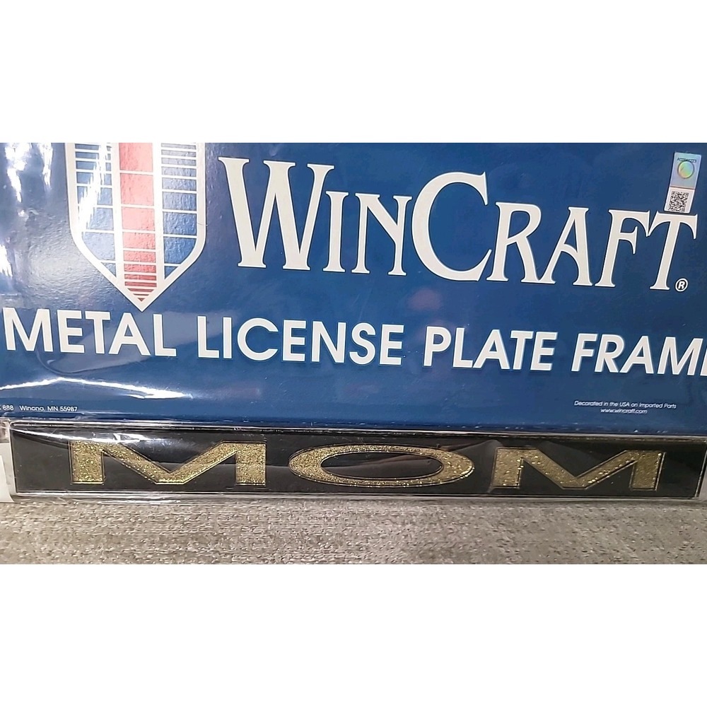 UCF MOM Silver Metal & Black with Glitter Gold Letters License Plate Frame NEW - Picture 3 of 4